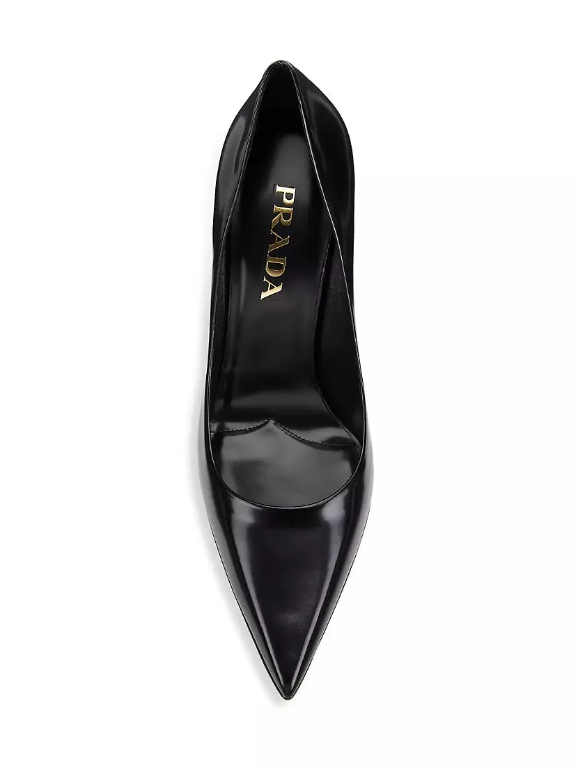 100MM Leather Pointed-Toe Pumps