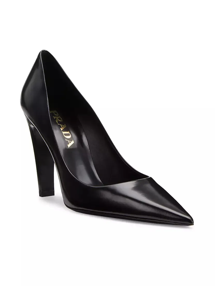 100MM Leather Pointed-Toe Pumps