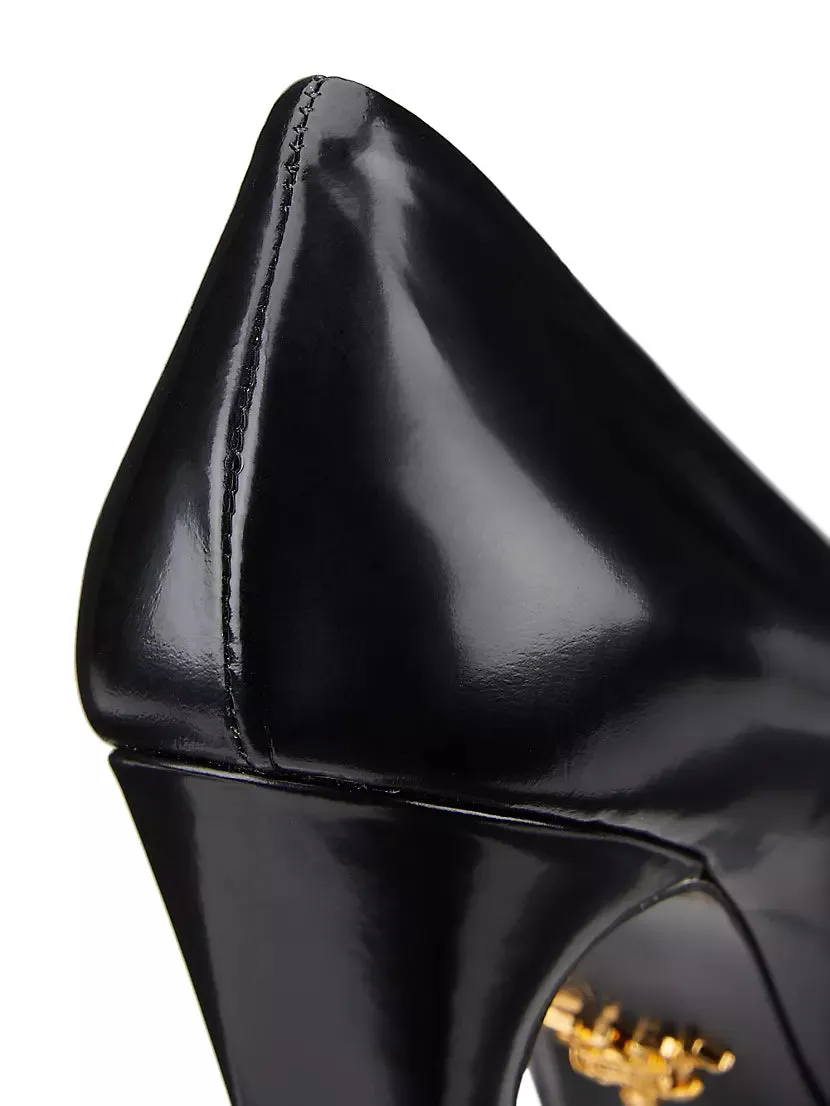 100MM Leather Pointed-Toe Pumps
