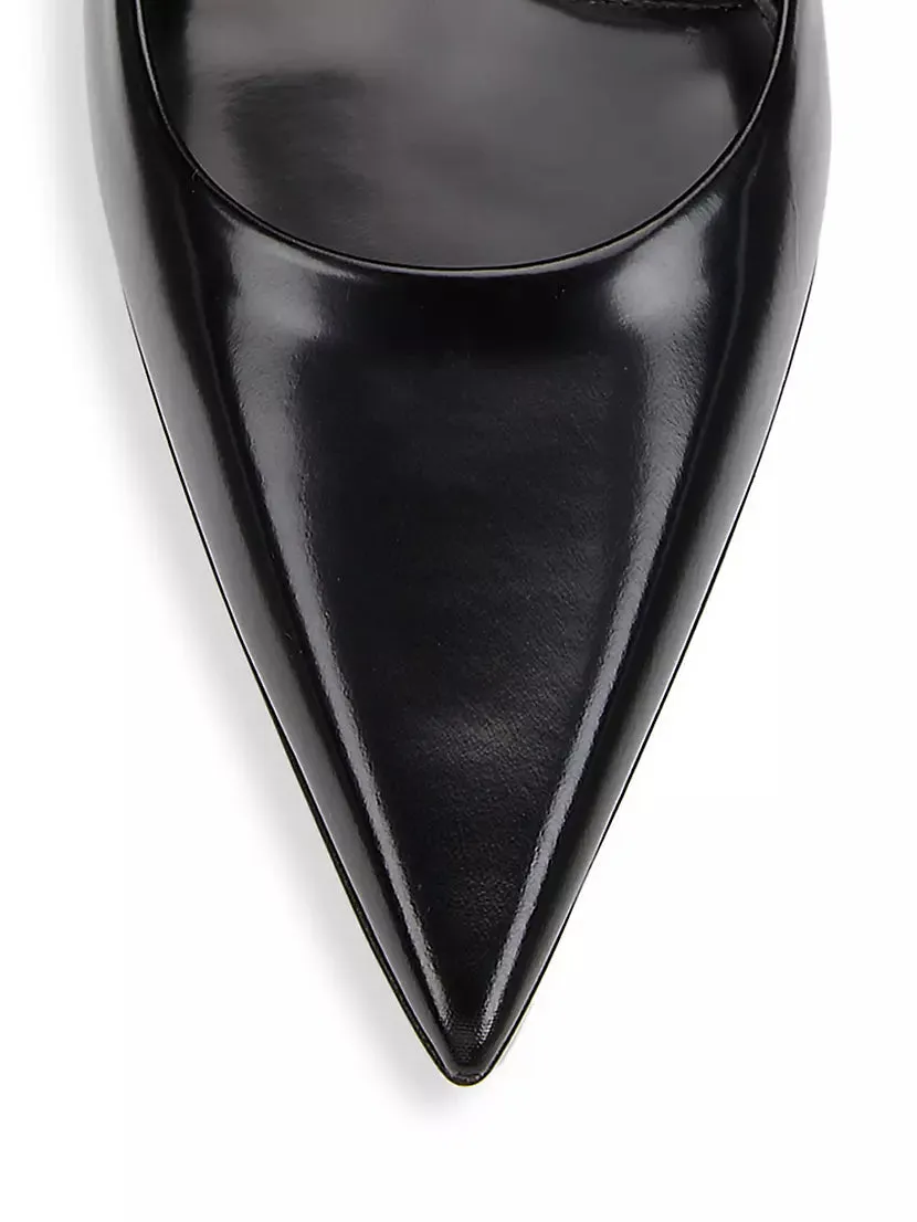 100MM Leather Pointed-Toe Pumps