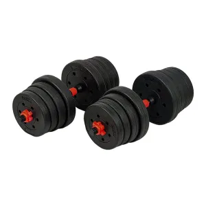 30kg Adjustable Rubber Dumbbell Set Barbell Home GYM Exercise Weights