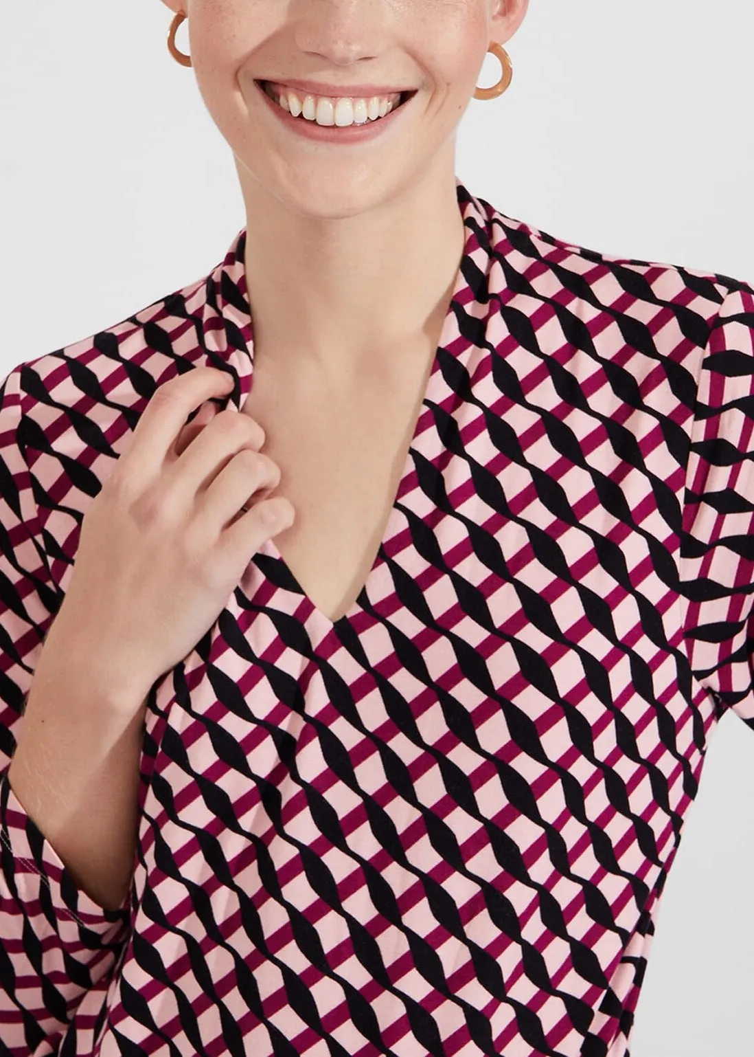 Aimee Printed Top 0124/2278/3669l00 Geo-Bramble