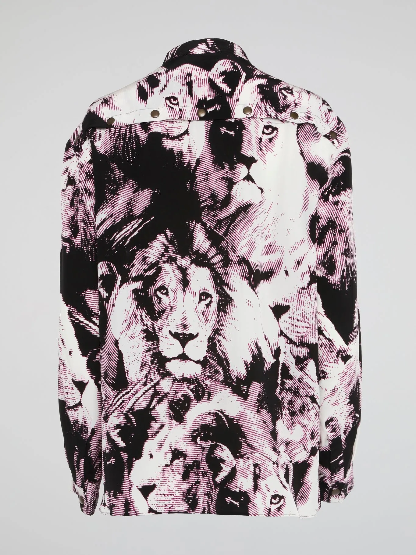 Animal Print Mandarin Collar Blouse