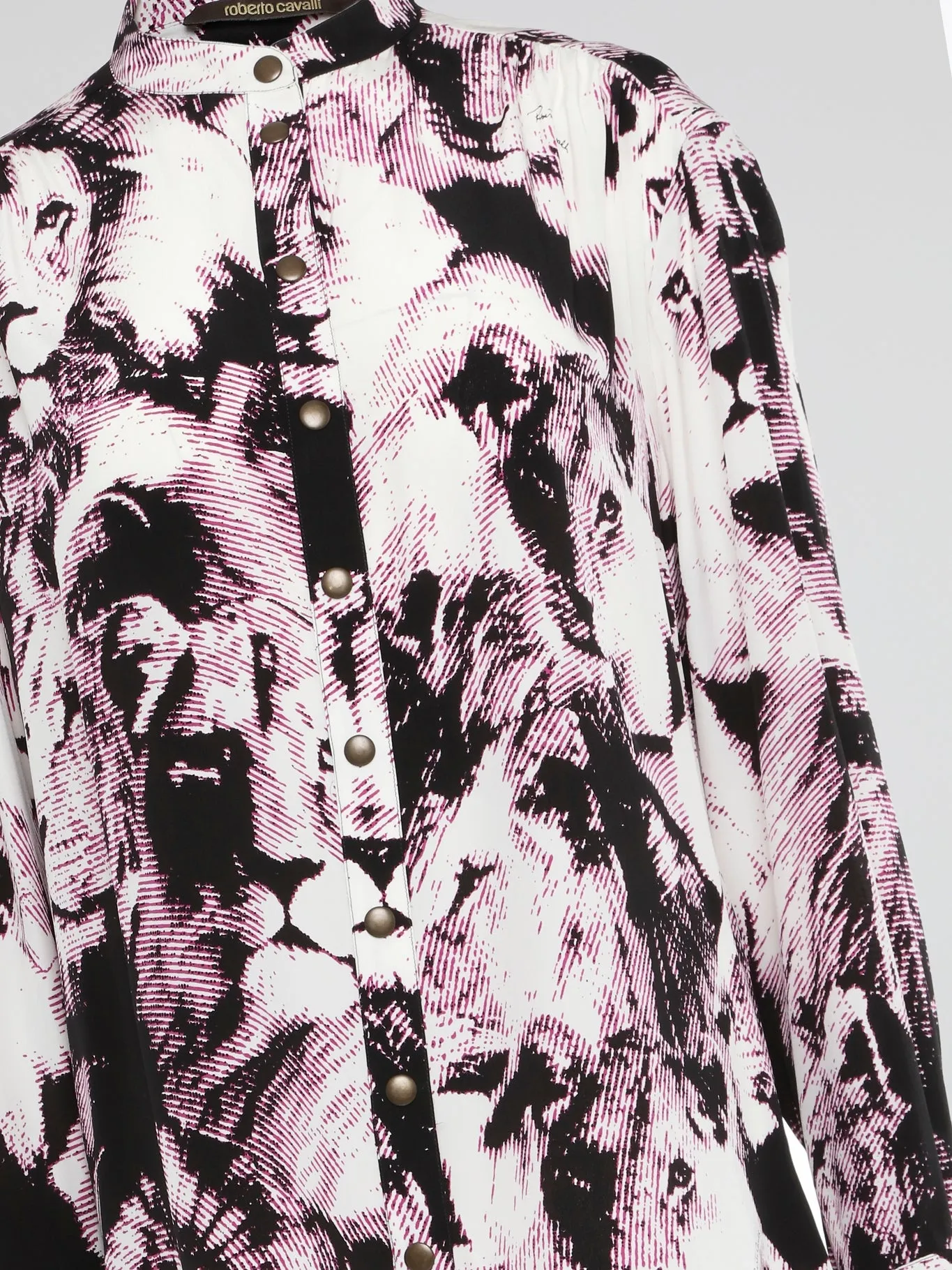 Animal Print Mandarin Collar Blouse