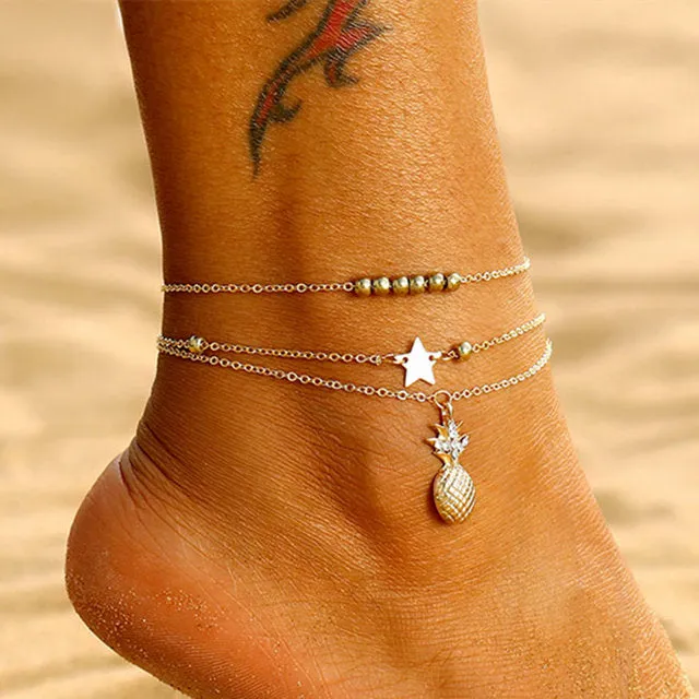 Ankle Chain Map Infinite Heart Pendant Anklets for Women