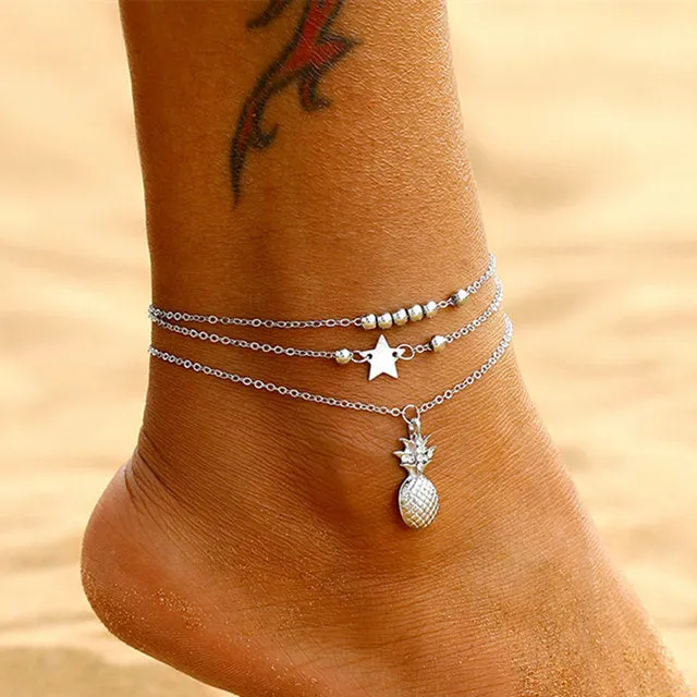 Ankle Chain Map Infinite Heart Pendant Anklets for Women
