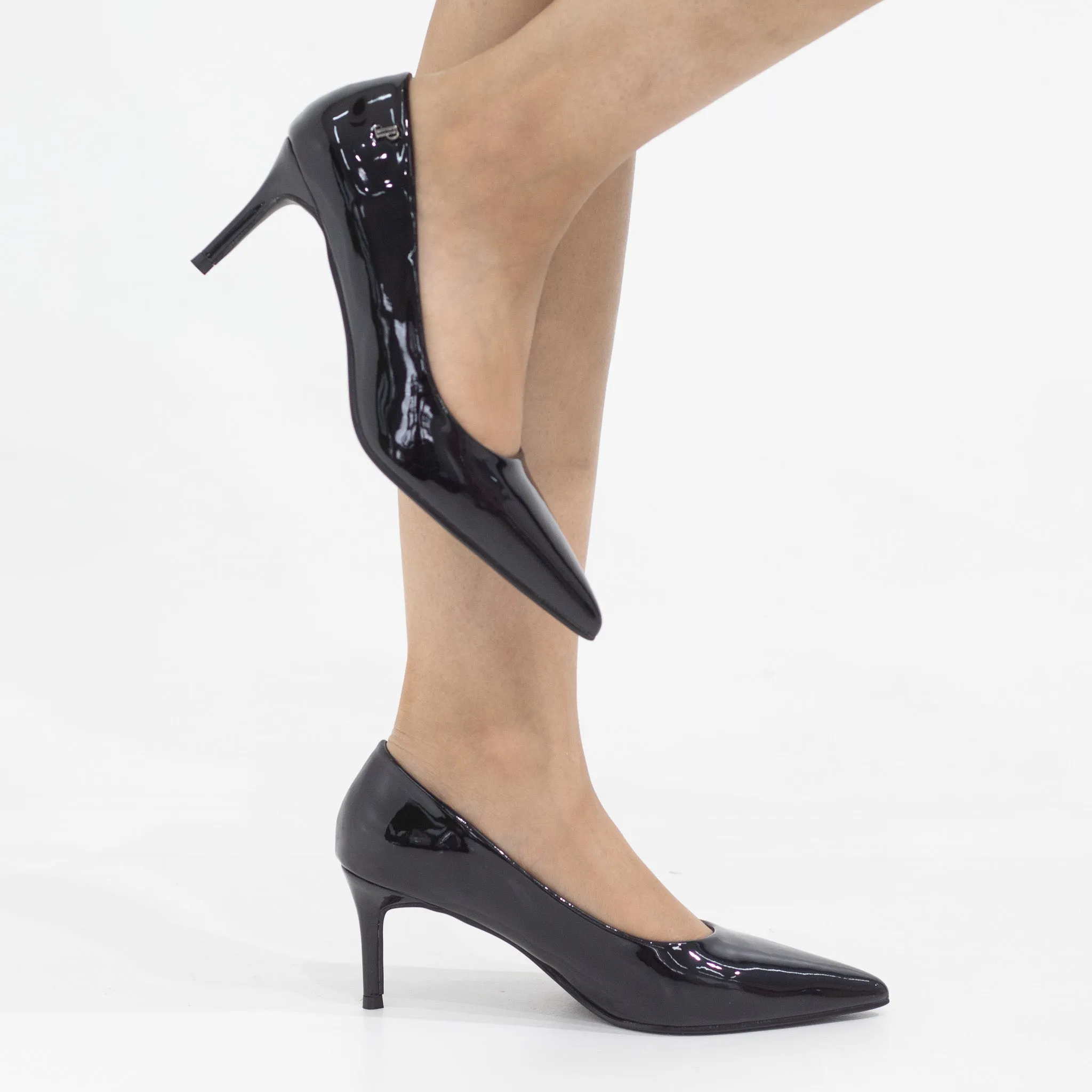 Bavisha 7cm heel pointy pat court black