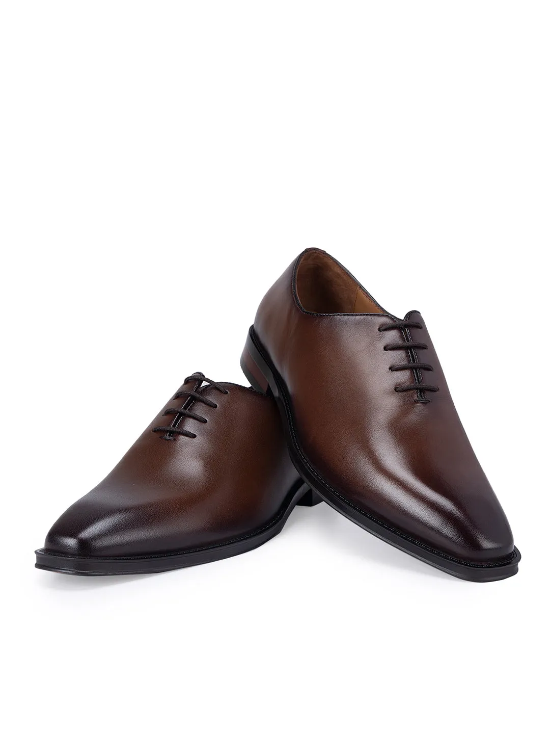 Coffee Plain Leather Lace Ups