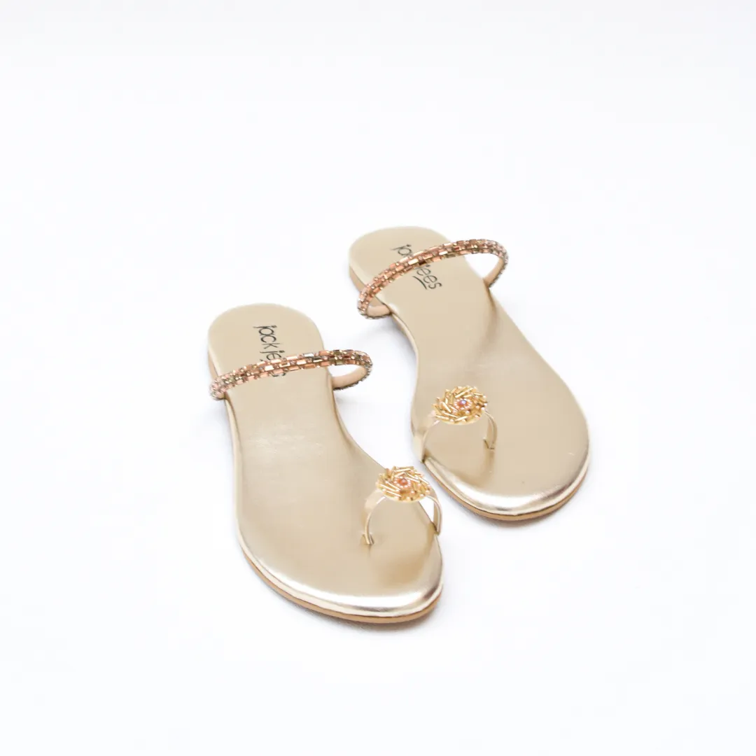 Crystal Bloom Flats Golden