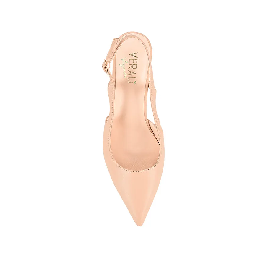 Elton Slingback Block Heels - Nude