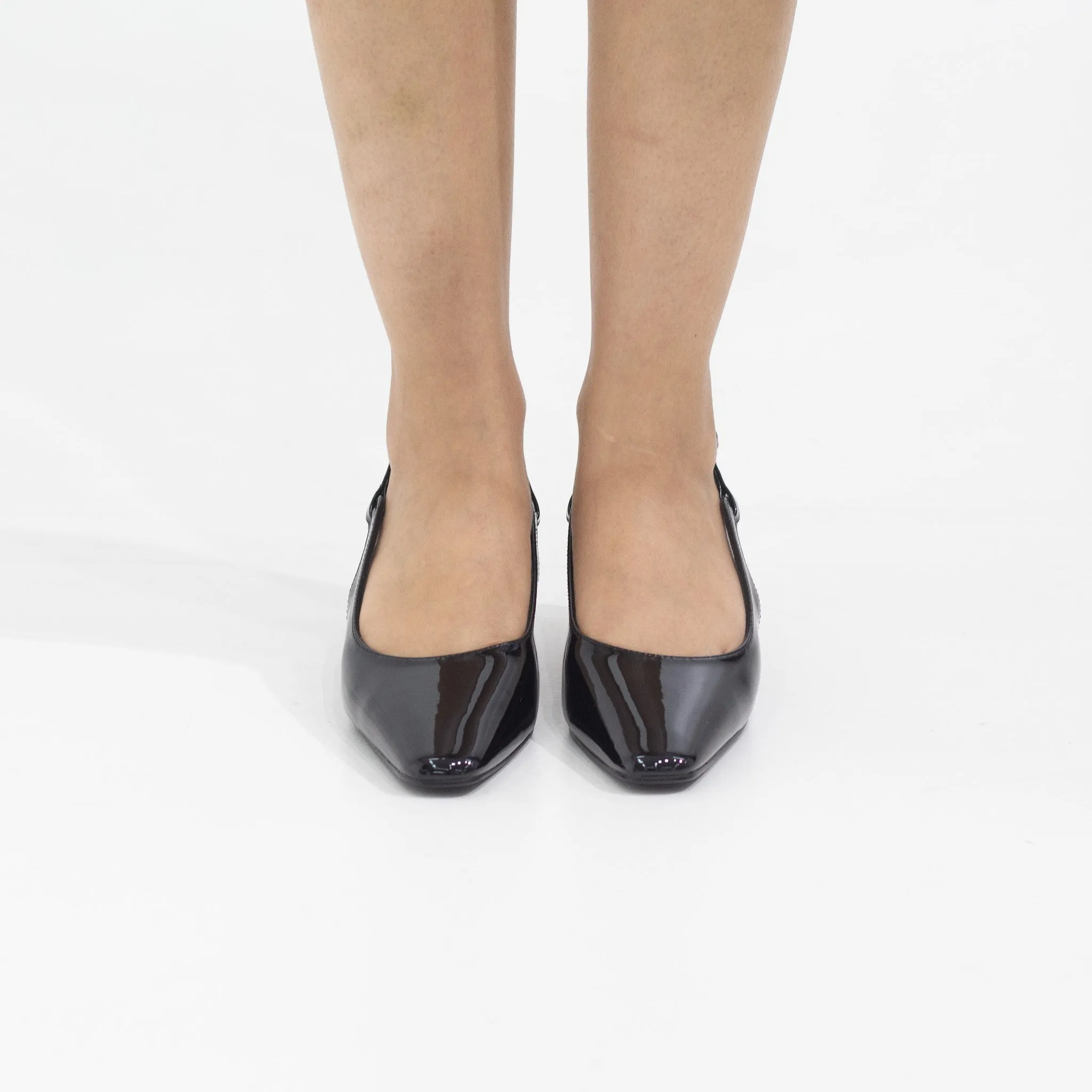 Gabbi open waist pat 5.5cm heel sling back black