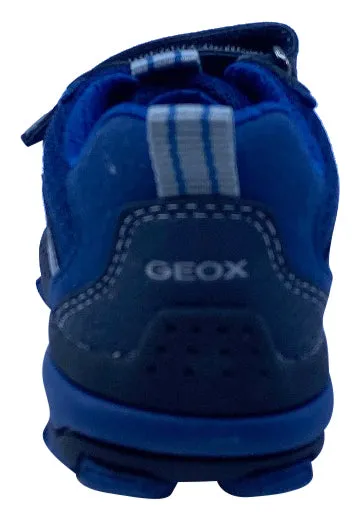 Geox Respira Boy's J Buller Double Hook and Loop Sneaker Shoes, Navy/Grey