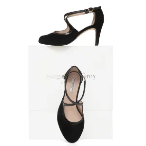 Greta Extra-Wide Fit Heels - Black Suede