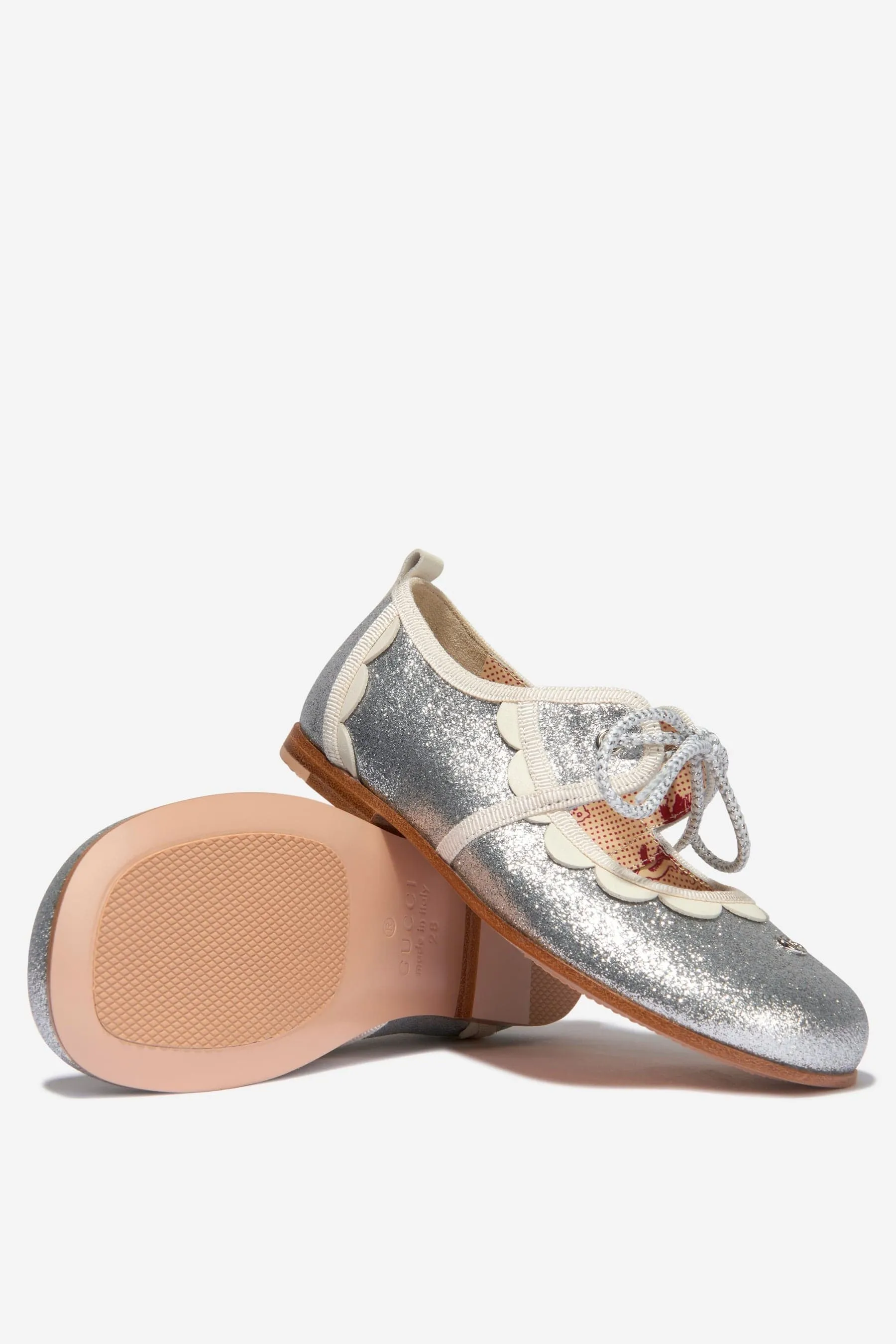 Gucci Girls Glitter Lace Up Shoes