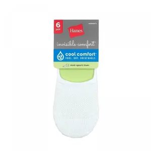Hanes 6 Pack Women's Invisible Comfort Mid Sport Liner Socks
