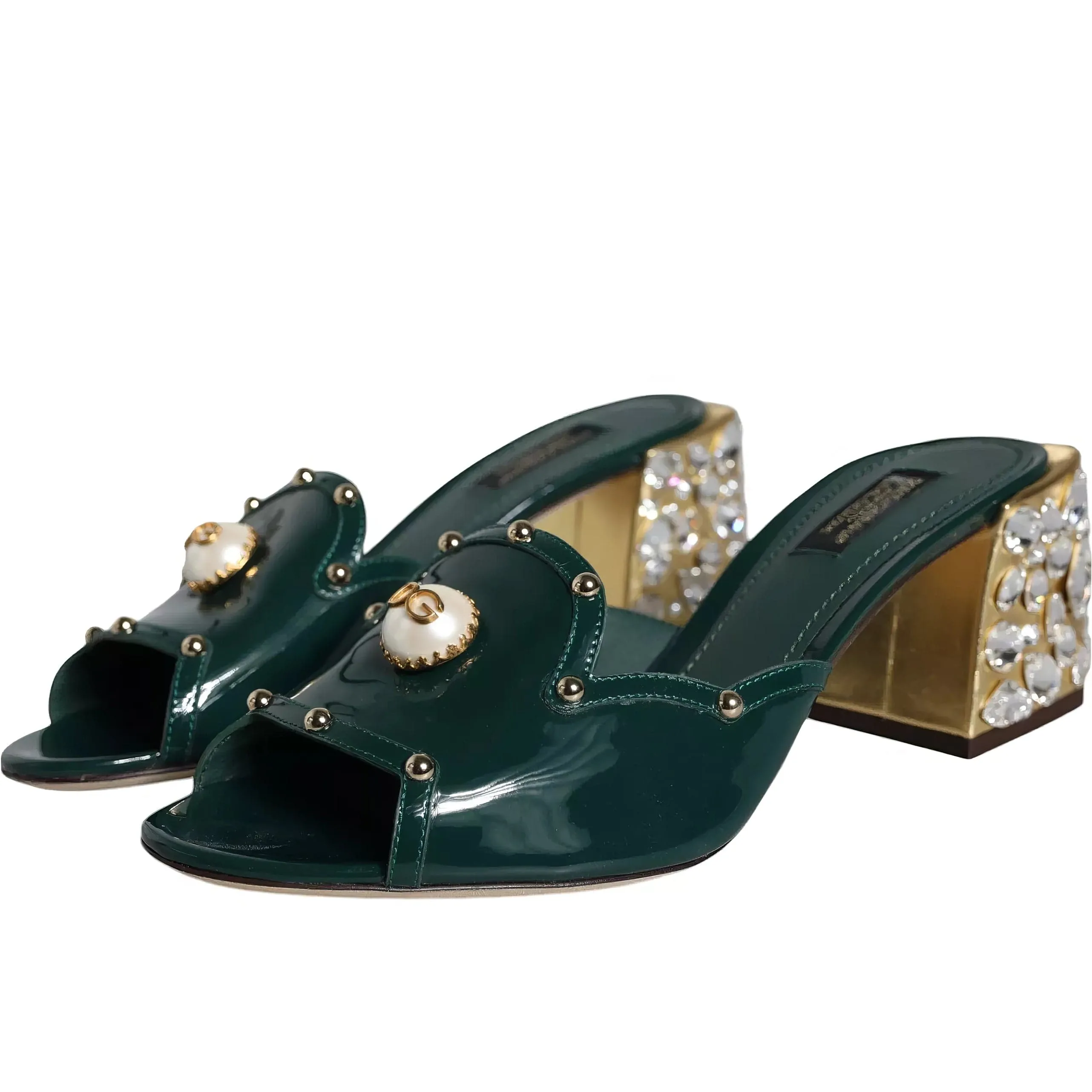 Heeled Mules With Crystal And Pearl Embellishments