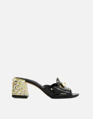 Heeled Mules With Crystal And Pearl Embellishments