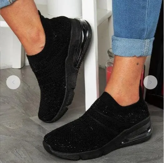 Hot Rhinestone Sports Breathable Mesh Soft Bottom Lightweight Running Shoes