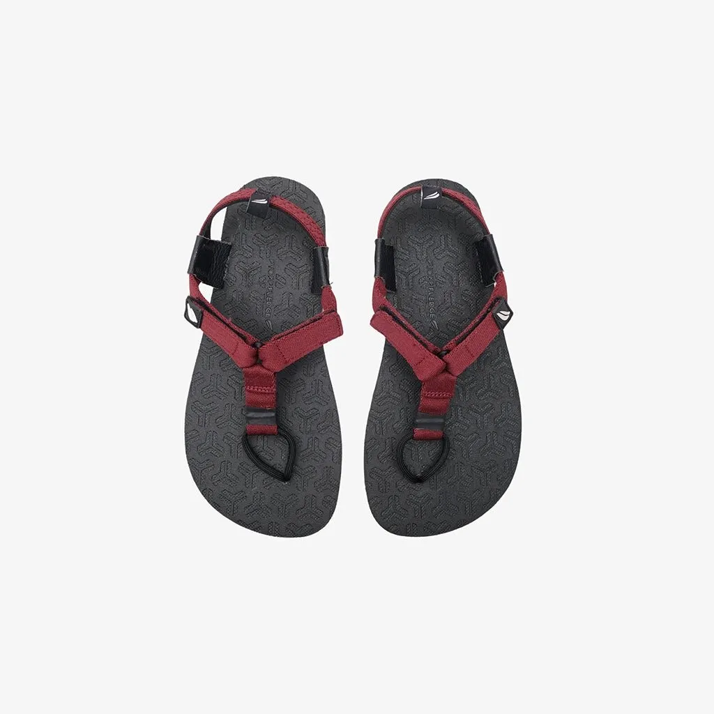 Jelajah Road Barefoot Flip Flops - Maroon Blaze On Black