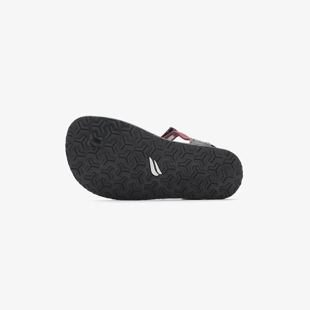 Jelajah Road Barefoot Flip Flops - Maroon Blaze On Black