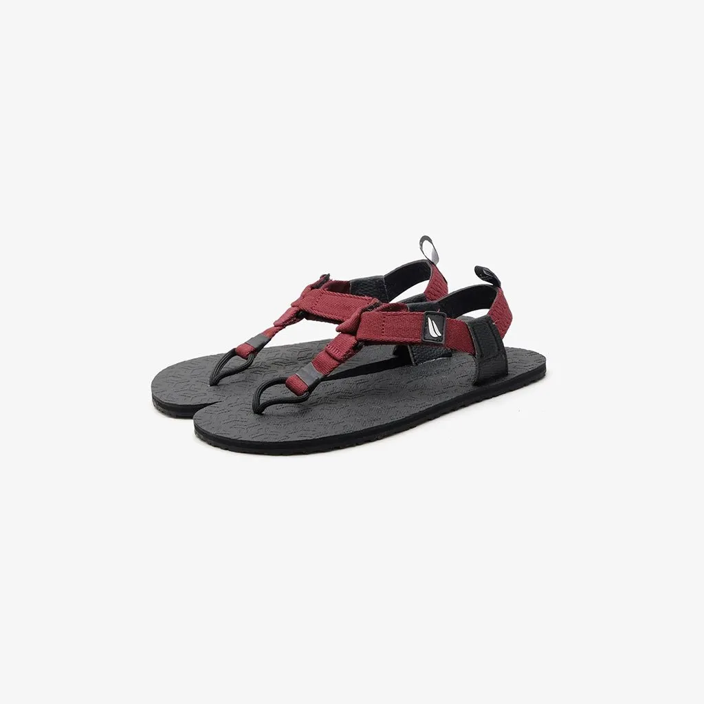 Jelajah Road Barefoot Flip Flops - Maroon Blaze On Black