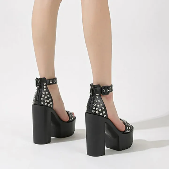 Joskaa 2024 New Rivet Goth Chunky Sandals