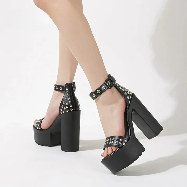 Joskaa 2024 New Rivet Goth Chunky Sandals