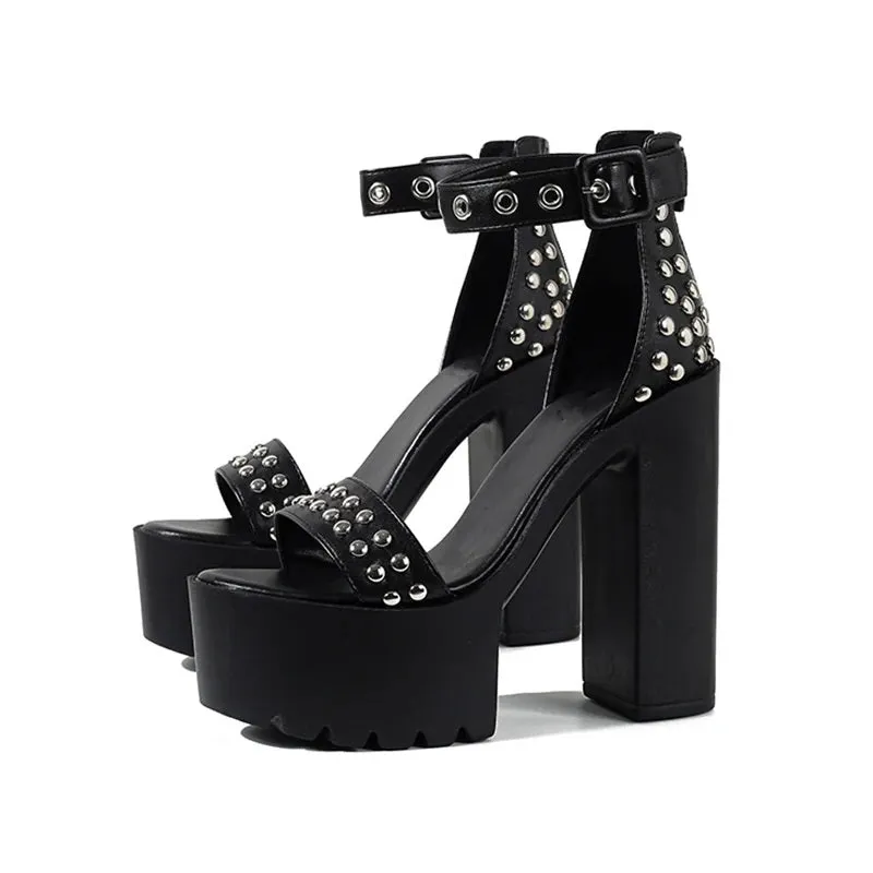 Joskaa 2024 New Rivet Goth Chunky Sandals