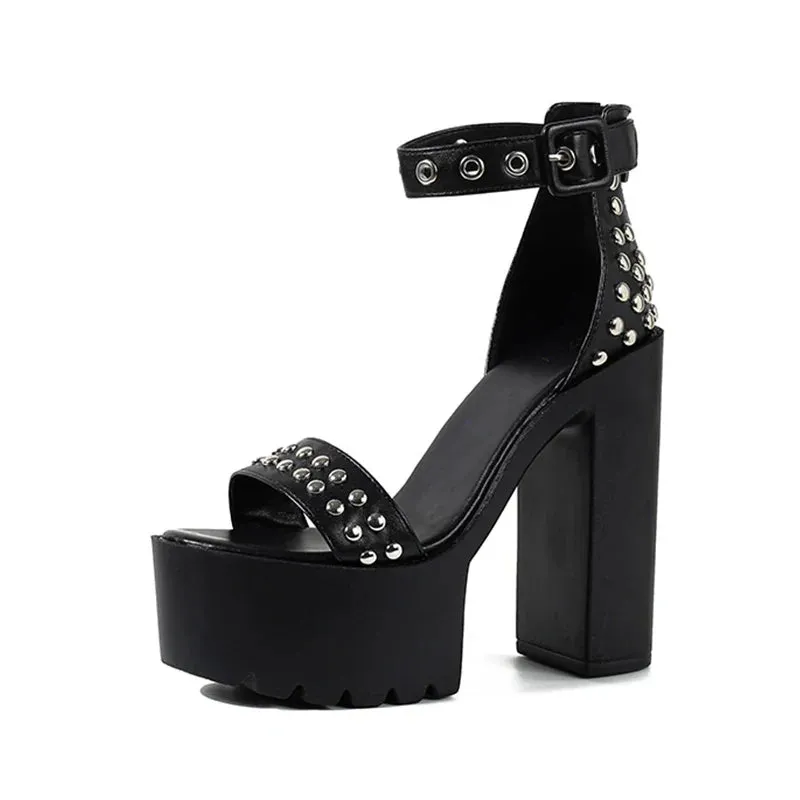 Joskaa 2024 New Rivet Goth Chunky Sandals