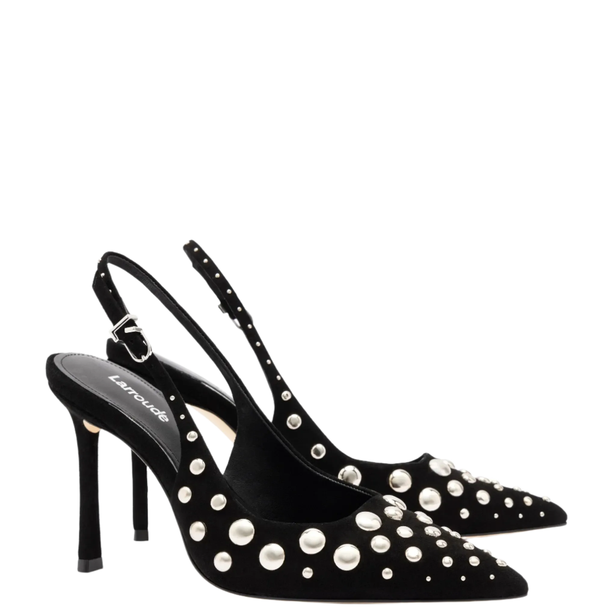 Kaitlan Studs Pump in Black Suede by Larroudé