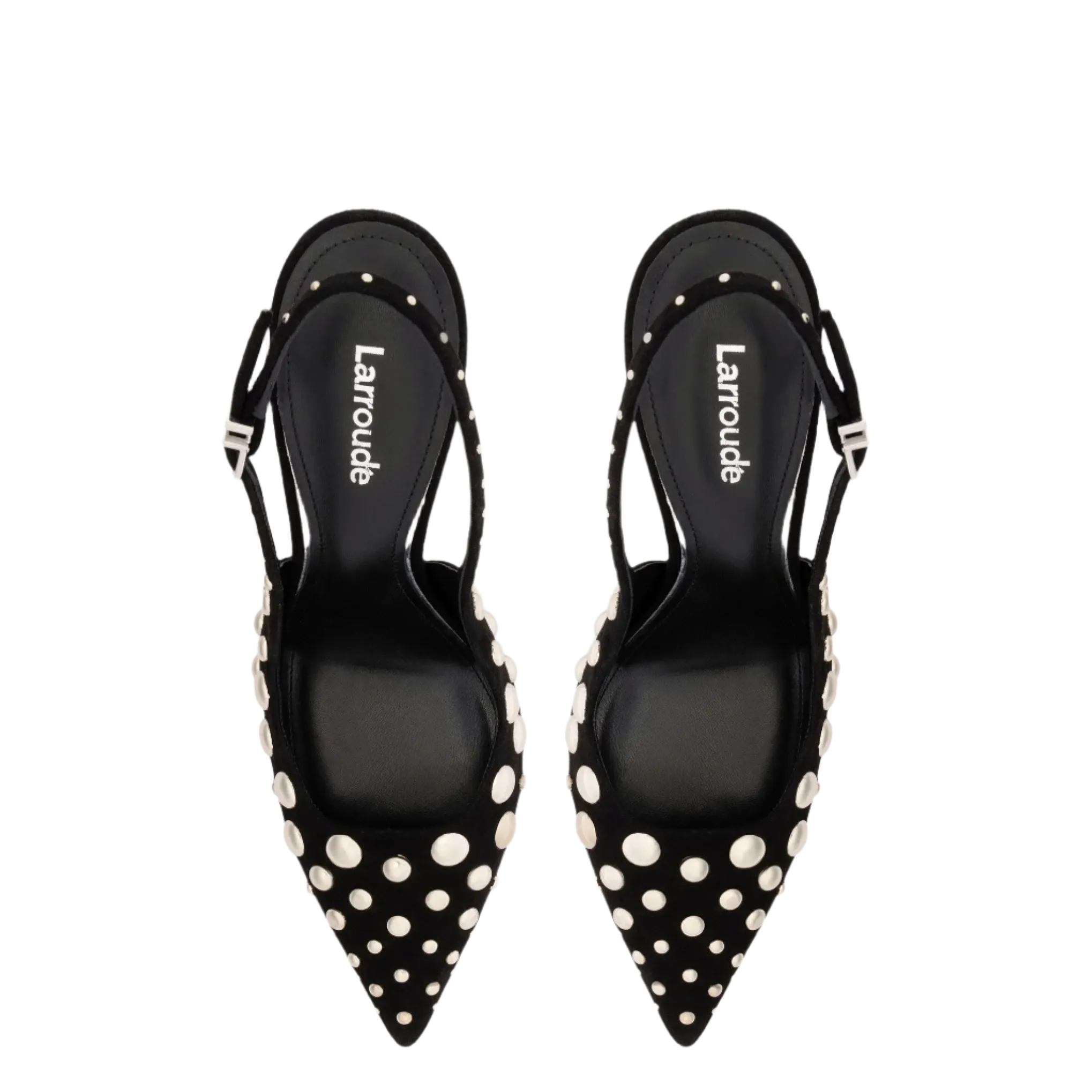 Kaitlan Studs Pump in Black Suede by Larroudé