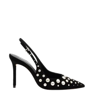 Kaitlan Studs Pump in Black Suede by Larroudé