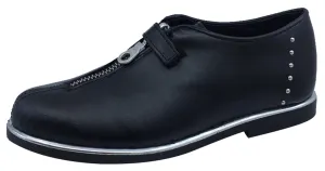 Luccini Girl's Front Zip-Up Slip-On Loafer, Black