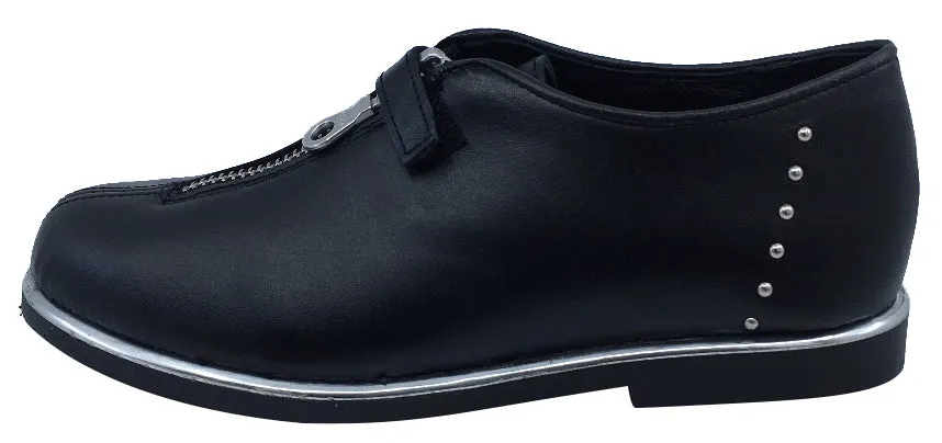 Luccini Girl's Front Zip-Up Slip-On Loafer, Black