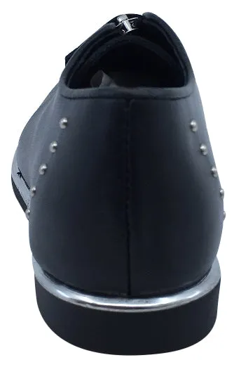 Luccini Girl's Front Zip-Up Slip-On Loafer, Black