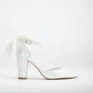 Marielle - Ivory Wedding Heels with Ribbon