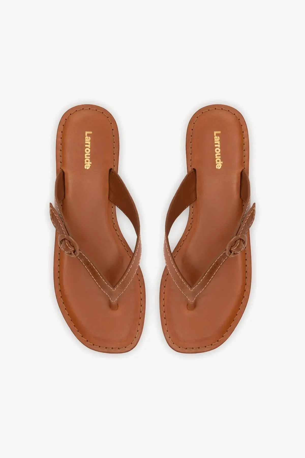 Mary Kate Flat Sandal In Caramel Leather