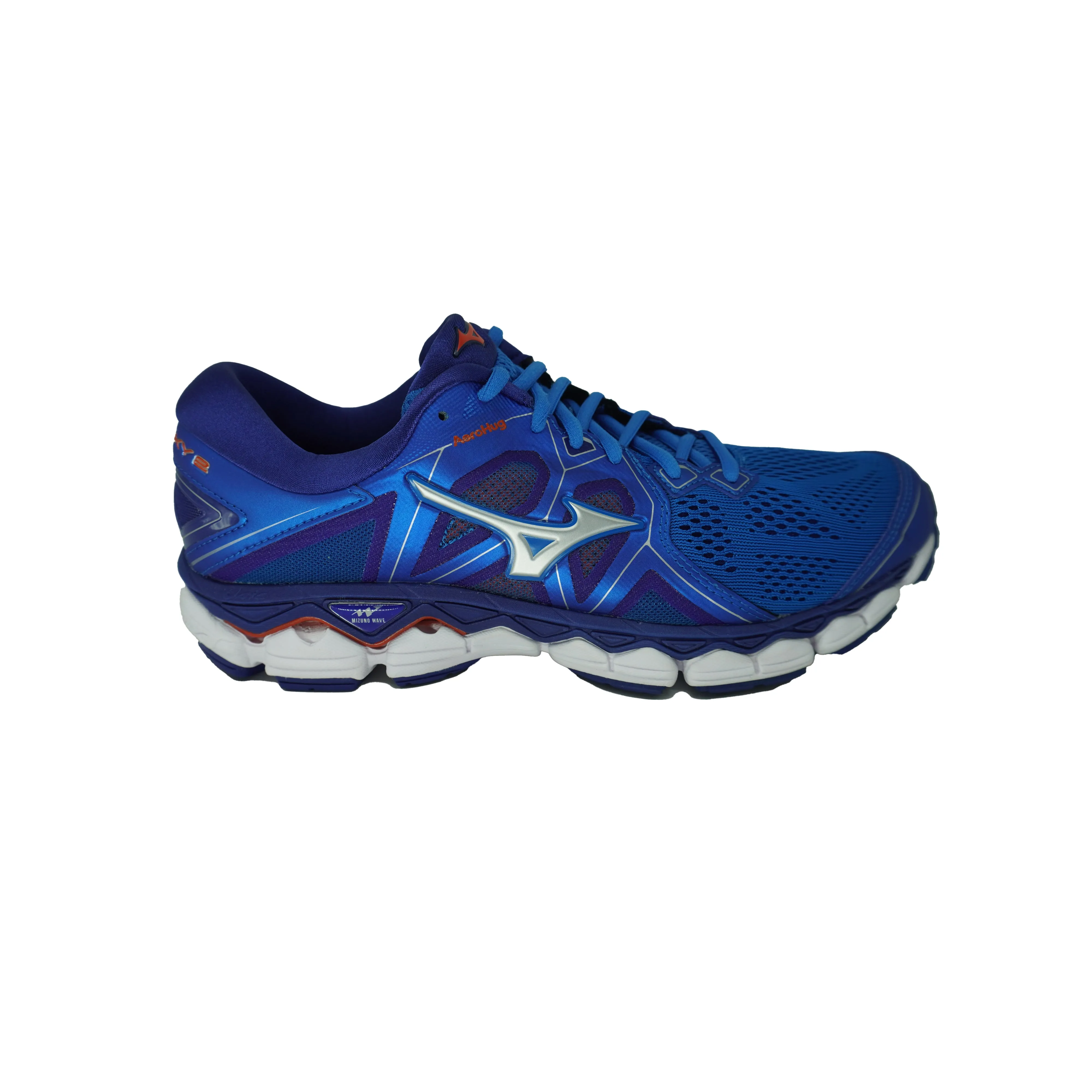 Mizuno Men's Wave Sky 2 Running Athletic Shoes Blue Gray Red Size 9