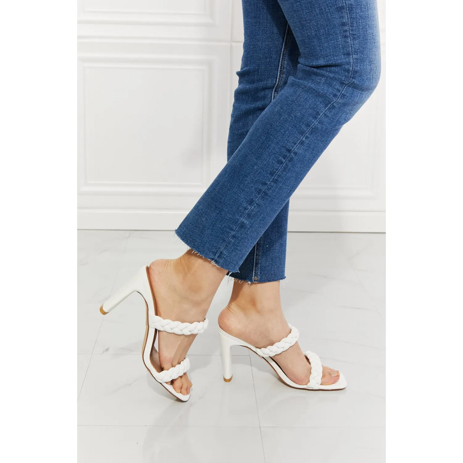 MMShoes In Love Double Braided Block Heel Sandal in White