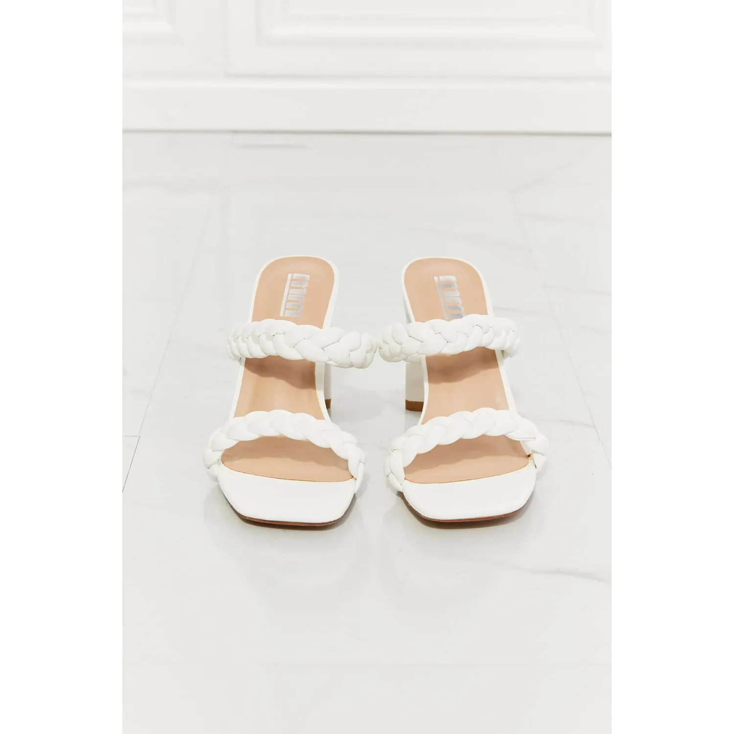 MMShoes In Love Double Braided Block Heel Sandal in White