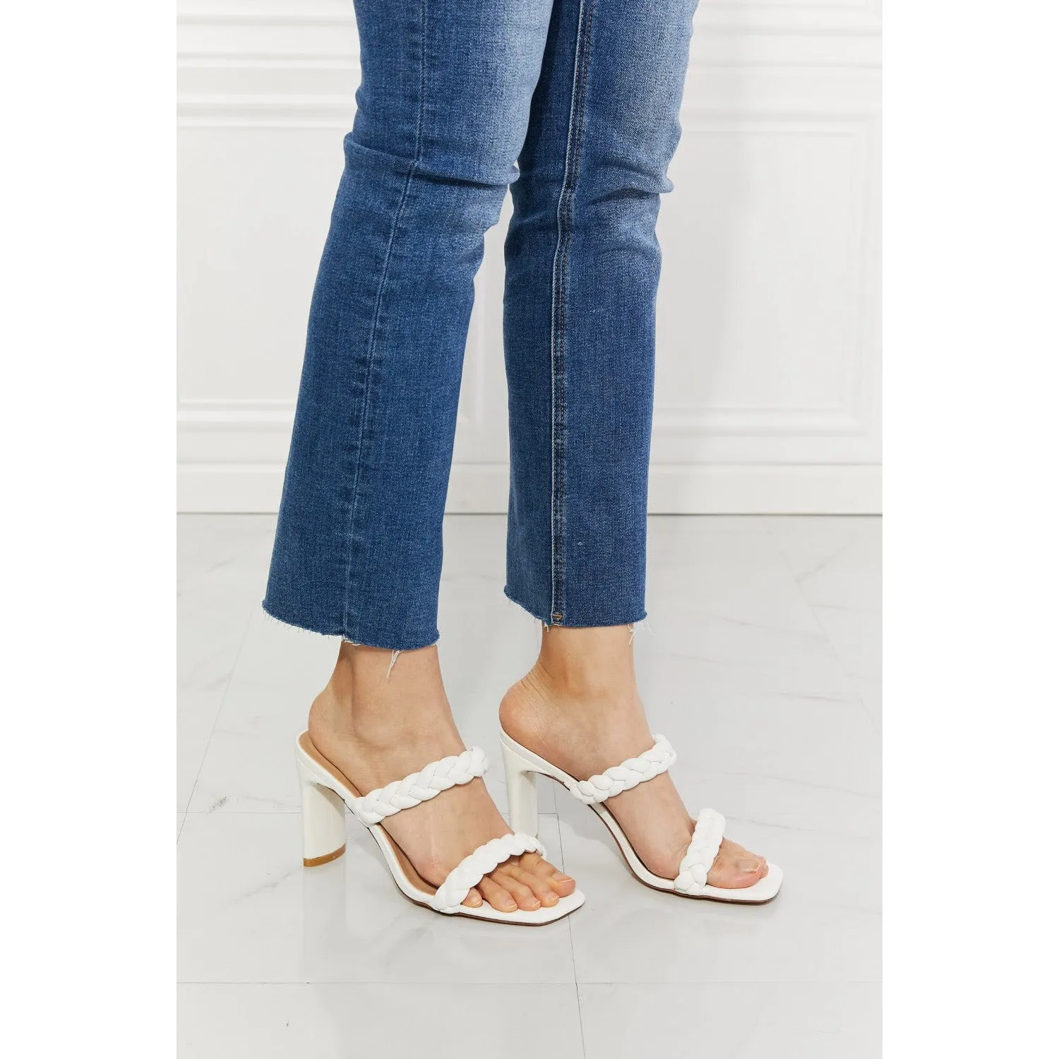 MMShoes In Love Double Braided Block Heel Sandal in White