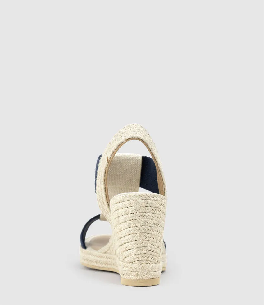 MYRTIA Elastic Espadrille in Navy