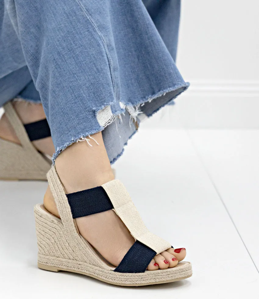 MYRTIA Elastic Espadrille in Navy