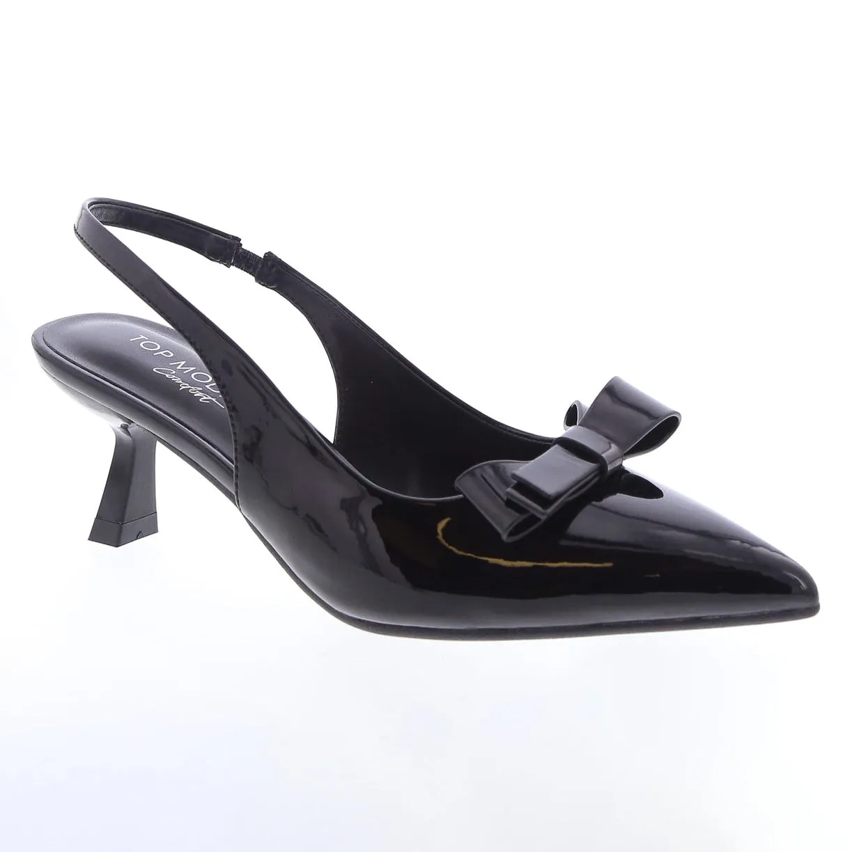 Nancy - Women's Kitten Heels, Slingback Design with Bow Accent
