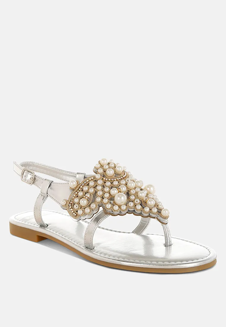 Opazie Metallic Pearl Embellished Flats