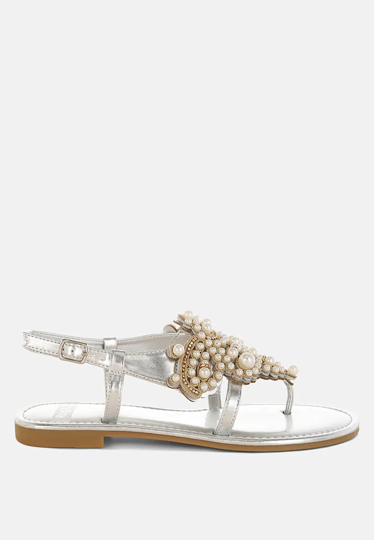 Opazie Metallic Pearl Embellished Flats