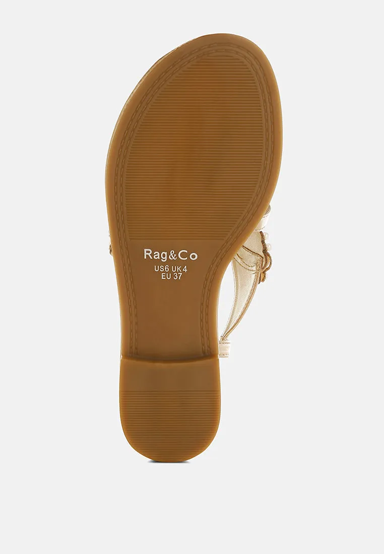 Opazie Metallic Pearl Embellished Flats