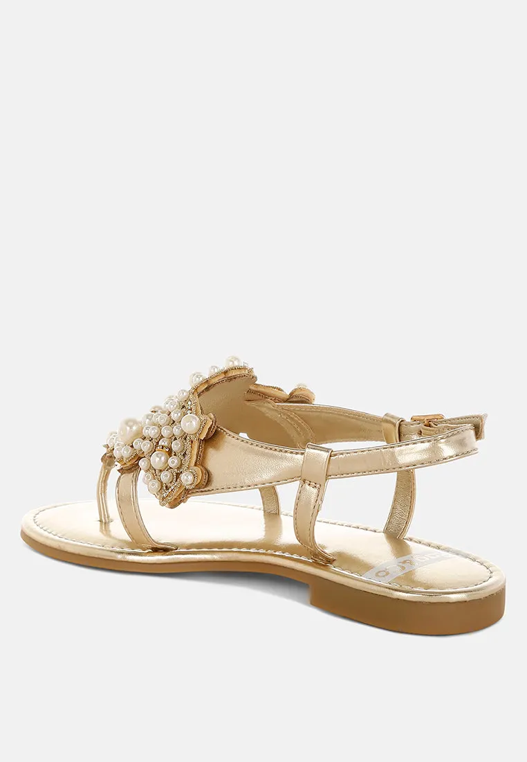 Opazie Metallic Pearl Embellished Flats