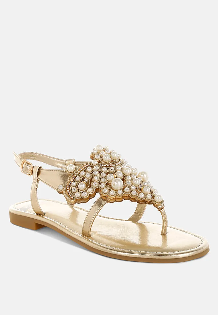 Opazie Metallic Pearl Embellished Flats