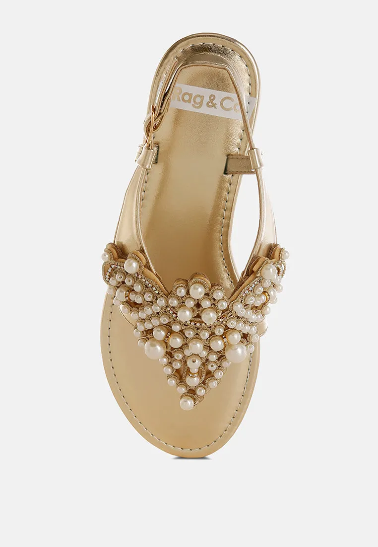Opazie Metallic Pearl Embellished Flats